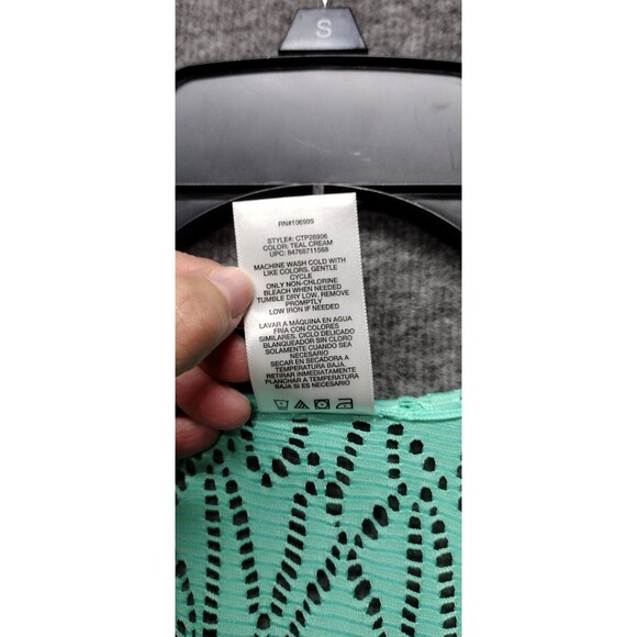 Catalina Womens 1X 16W Swimsuit Coverup Green Teal Tunic With Eyelet - Picture 4 of 8